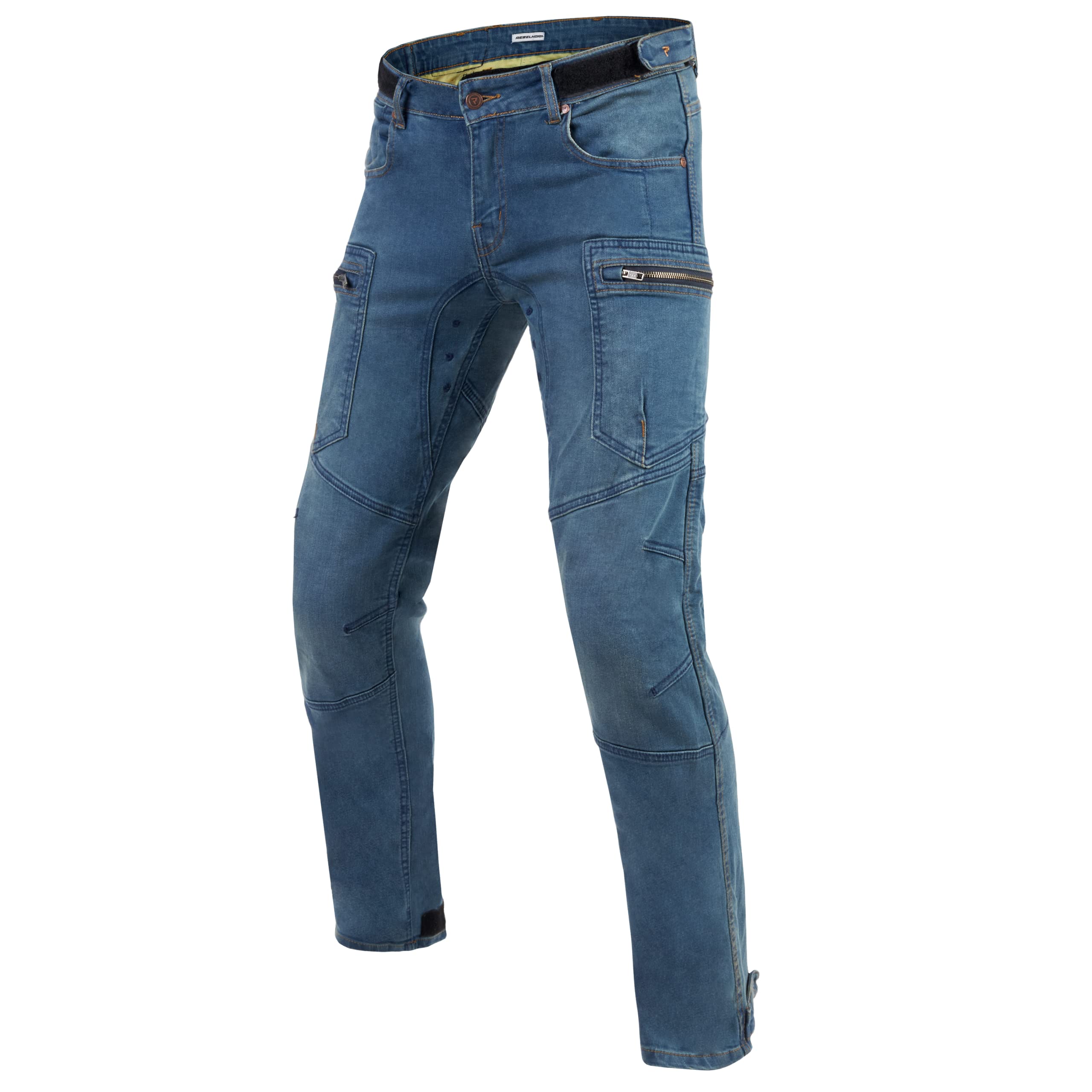 REBELHORN Urban III MotorradJeans Motorrad Hosen Herren | Aramidfaser Futter | Knie und Hüft Protektoren Stufe 2 | Belüftungslöcher | Lose Passform Motorradhose mit Protektoren