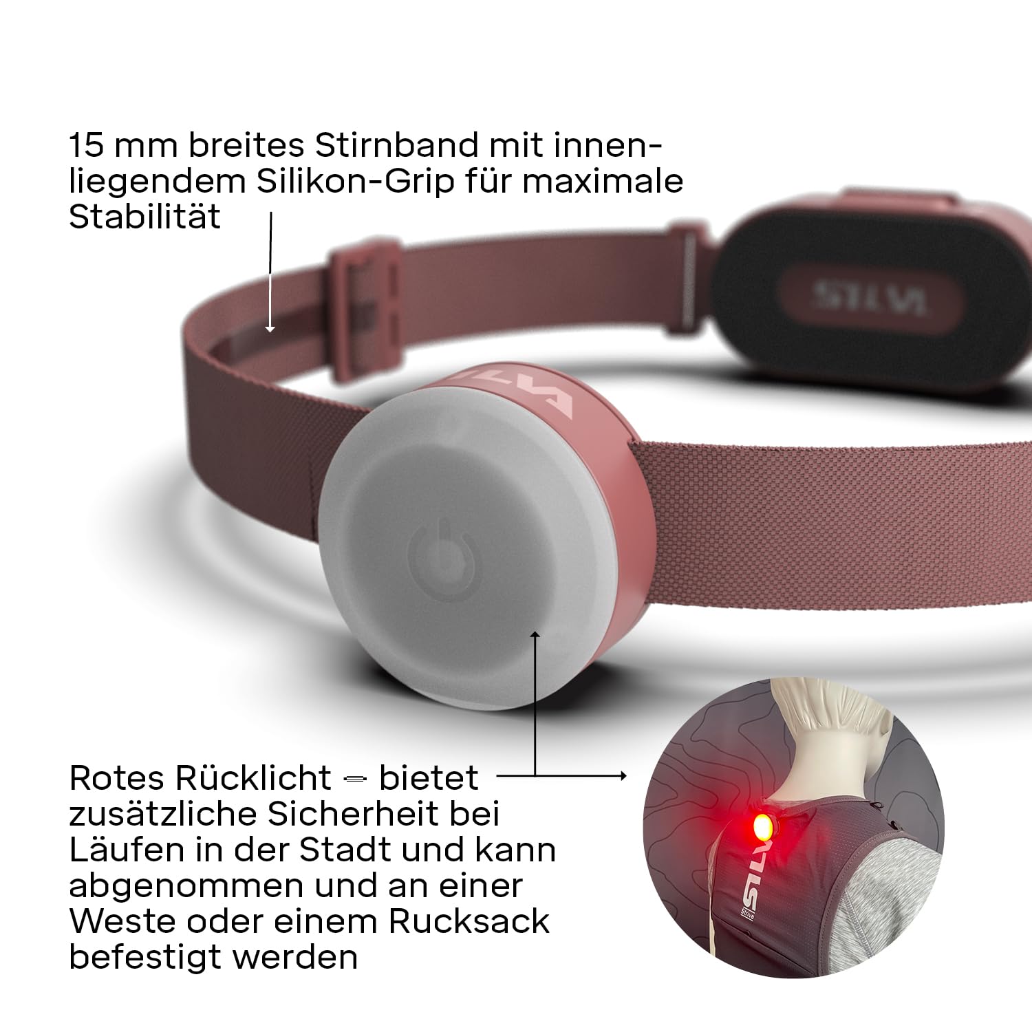 Silva Stirnlampe LED Wiederaufladbar USB C - Smini - 53 Gramm - 250 Lumen Stirnlampe Rotlicht - 3 Helligkeitsstufen - Weiß & Rot LEDs - Batterieanzeige - Kopflampe Aufladbar