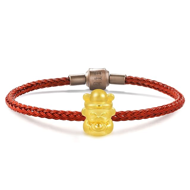 Chow Sang Sang CHOW SANG SANG 999 24K Gold Charme God of Wealth Happiness Charm Bracelet for Women 89999C