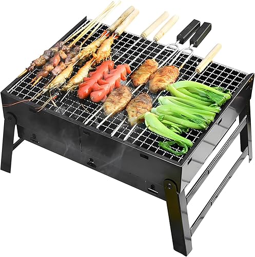 Parrilla de carbón para barbacoa, parrillas plegables portátiles, ligeras, pequeñas, herramientas para asar al aire libre, cocinar, acampar,