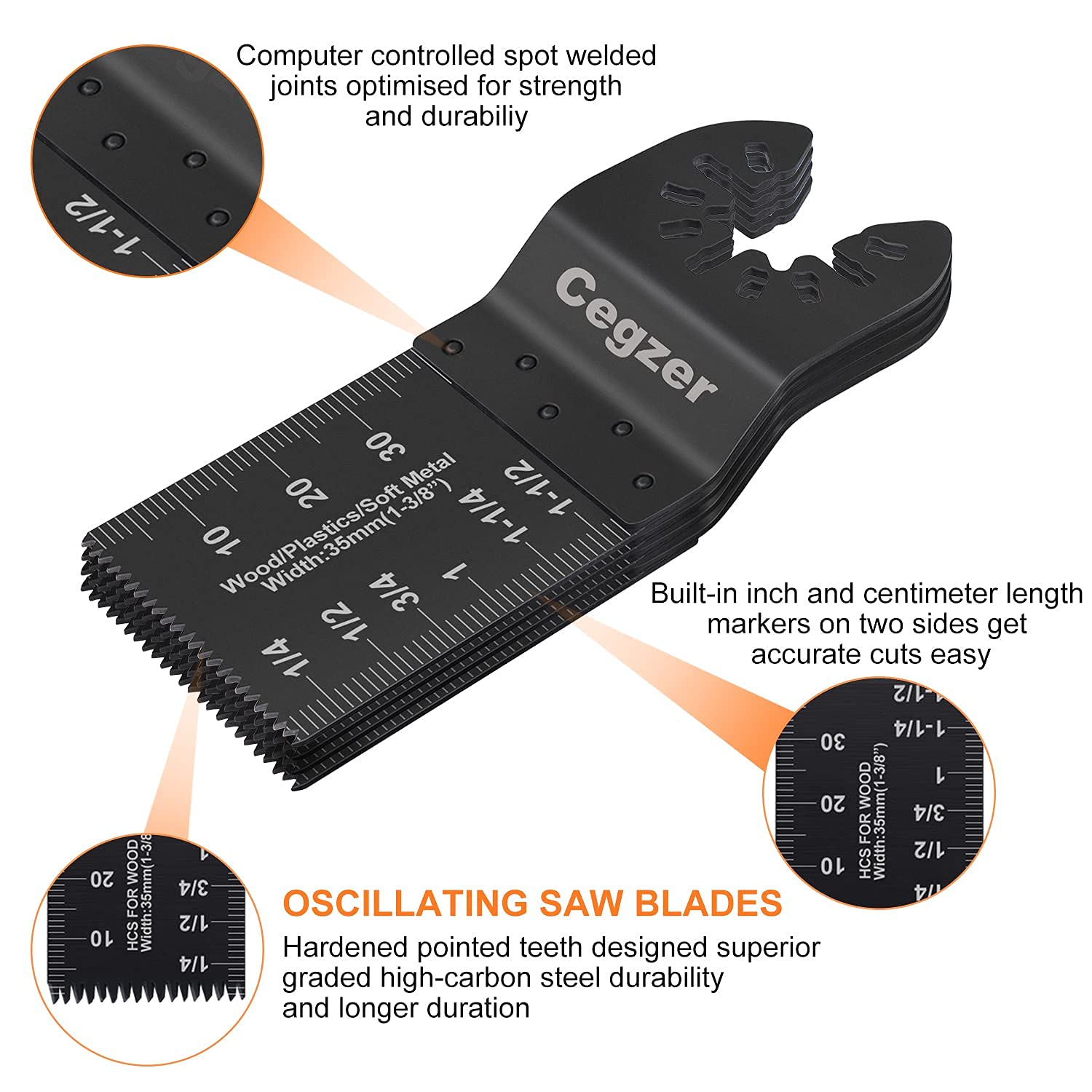Cegzer 18 Universal Metal Wood Oscillating Multitool Quick Release Saw Blades Compatible with Fein Multimaster Porter Cable Black & Decker Bosch Ridgid Ryobi Dewalt Worx Rockwell Makita Milwaukee Chicago Craftsman: Tools & Home Improvement