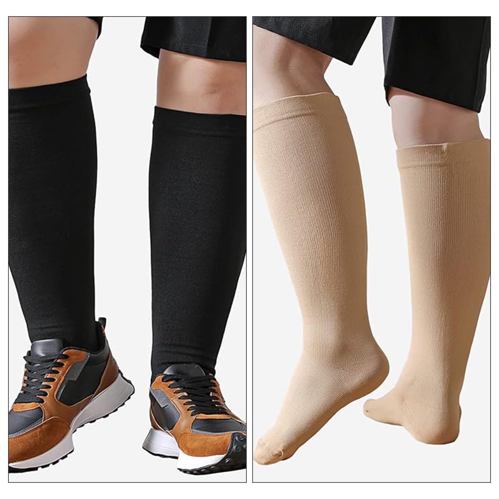 Plus Size Calcetines deportivos de compresión para mujer Calcetines de compresión para hombre 2 pares de calcetines para correr