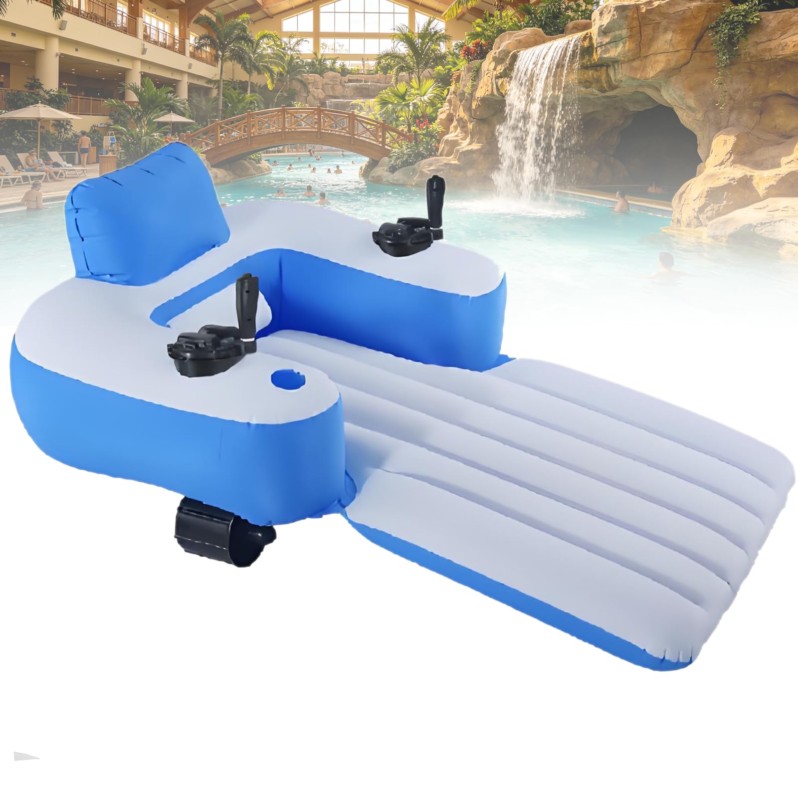 Gavscient Rechargeable Electric Pool Float For Adults, Motorized Inflatable Lounger With Single/Dual Motor Options, Joystick Control, Backrest, Propeller Drive For Lake Summer Elongated
