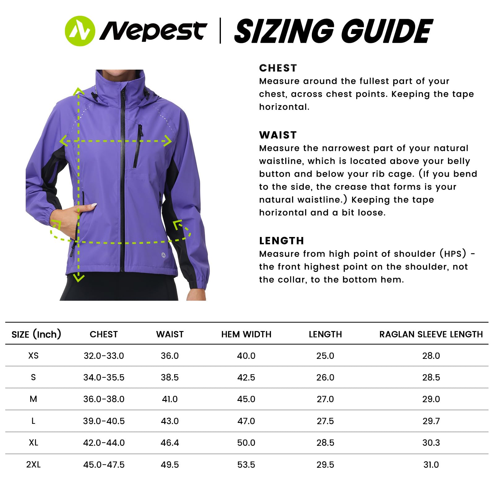 Nepest Veste de pluie de vélo pour femme - Veste de pluie pour femme - Ultra légère - Course à pied - 6 poches - UPF 50+ - Pliable - Respirant