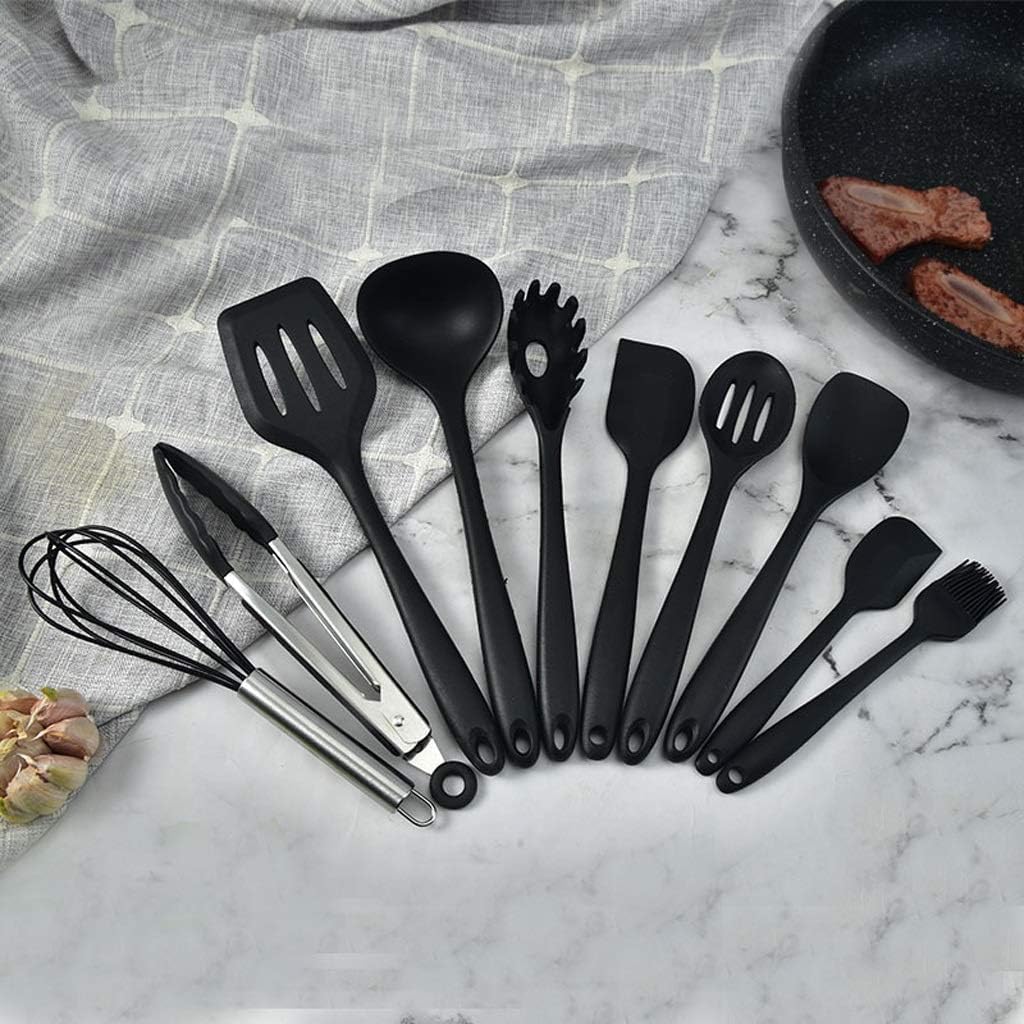 set di utensili da cucina, Utensili da cucina for chef Set 10 pezzi Silicone antiaderente resistente al calore senza BPA(Red)