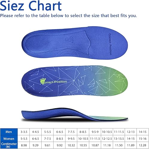 Miniatura 6 de Correct Position - Plantillas para pies para fascitis plantar, soporte para el arco, insertos ortopédicos para aliviar los pies planos, arco alto,