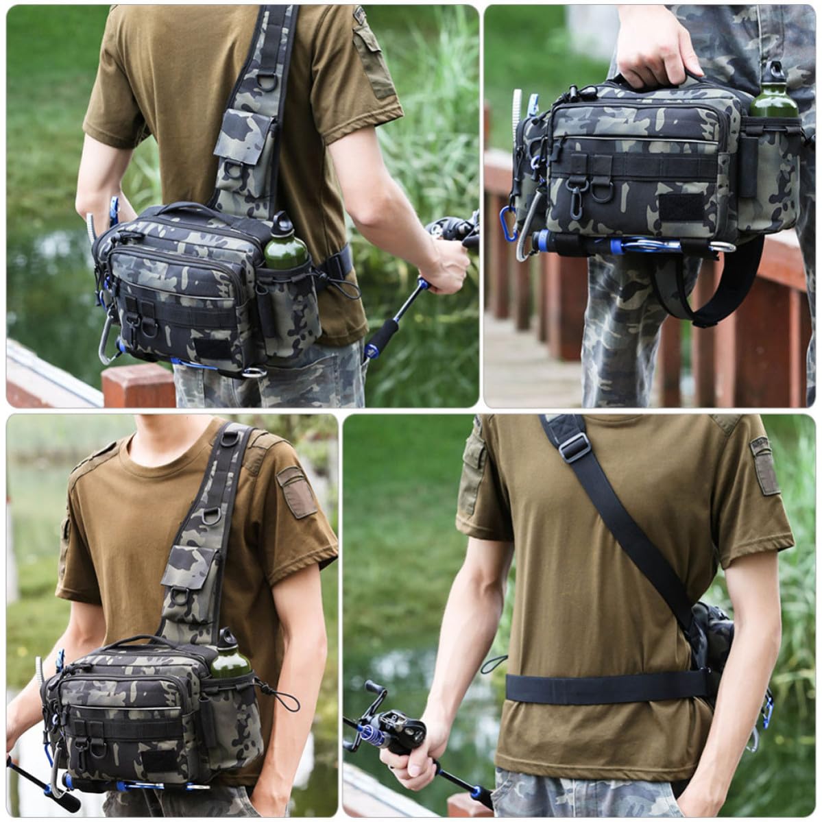 Bolsa Portátil de Poliéster Pescar para Pesca Caña de Multifuncional Nylon, Ligera Verano y Almacenamiento y Fiesta de Aparejos