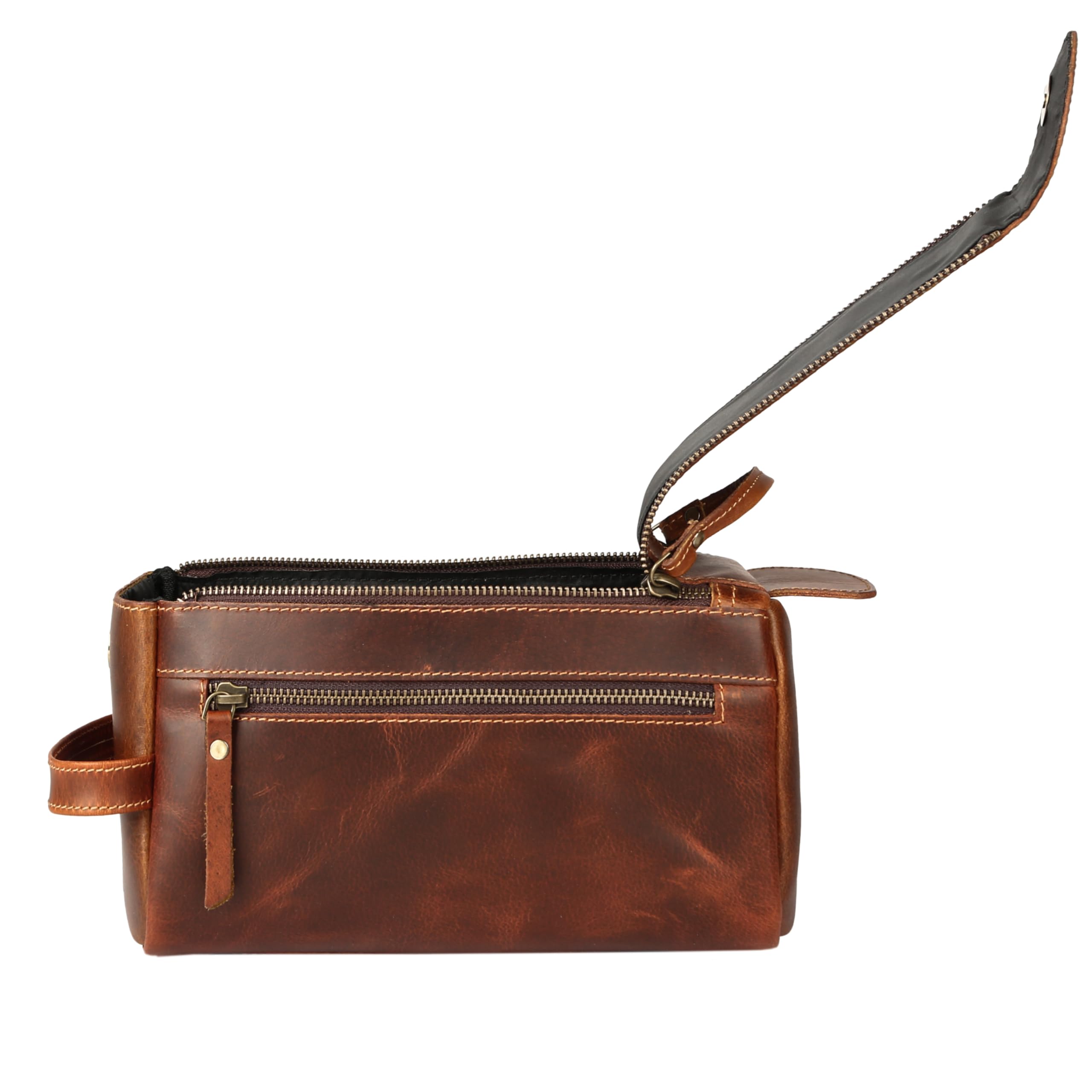 KomalC Neceser de piel de búfalo de alta calidad para hombres y mujeres con forro resistente al agua, bolsa de viaje de aseo, bolsa de aseo unisex para artículos de tocador, regalos para hombres y