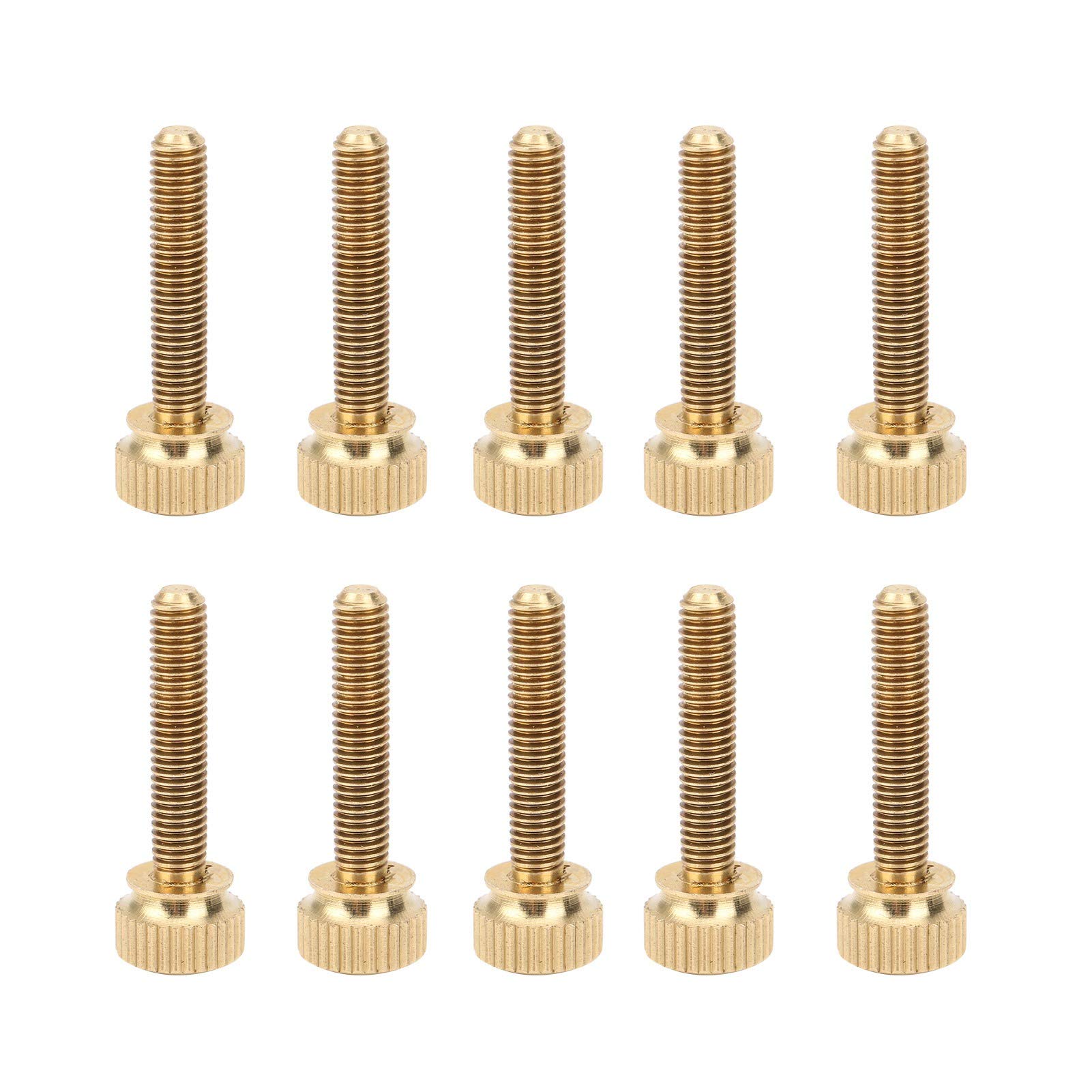 50 tornillos de pulgar planos moleteados, sujetadores antideslizantes de cobre puro con cabeza redonda M5, tornillos de torsión moleteados para uso industrial y de construcción, re (M5*25mm)