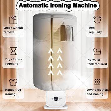 Automatic Ironing Machine, Automatic Ironing Machine for Home, Upgraded Touched Quickpress Iron Machine, 8 Minutes Quick Ironed Dry, Adjustable Gentle on All Fabrics for Shirts & Pants A