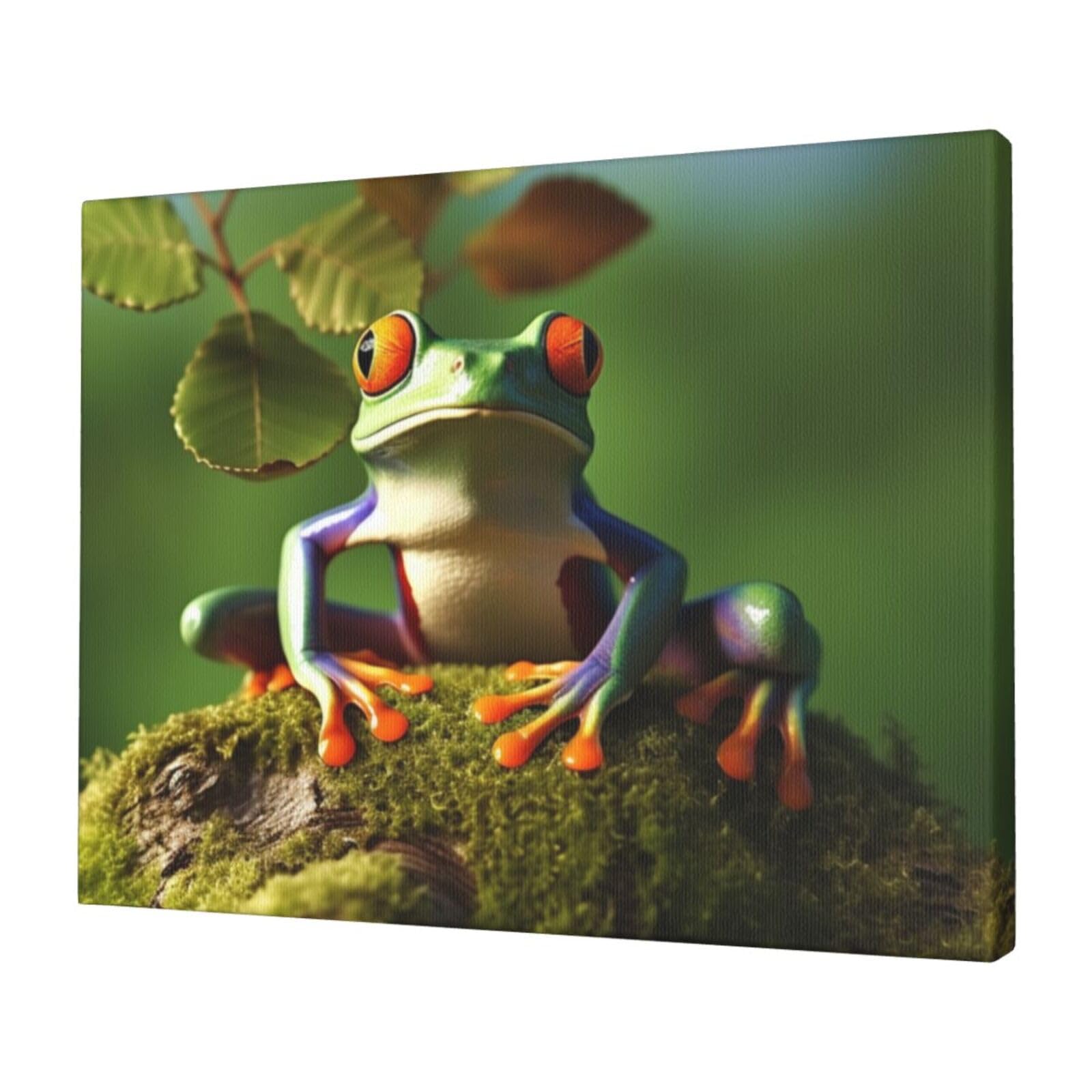 FodPand Canvas Wall Art for Living Room Wall Decor 12"x16" Modern Artwork Painting Pictures Hanging Canvas Prints Peace Frog Tree Aesthetic Wall Art for Bedroom Bathroom Office Wallart Decor
