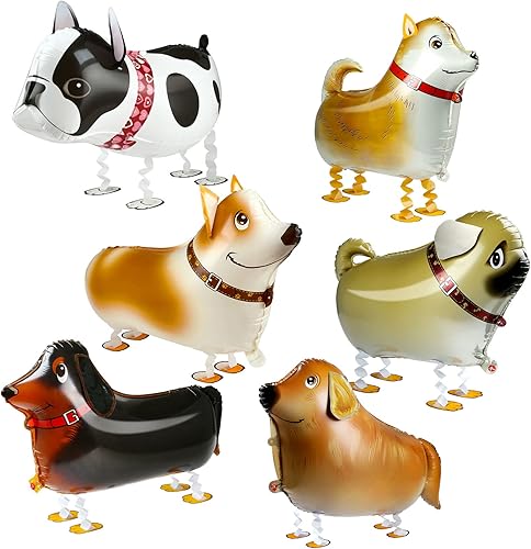 Decoraciones de fiesta de cumpleaños con temática de cachorros  6 globos de perro que camina animales para suministros de decoración de fiesta de