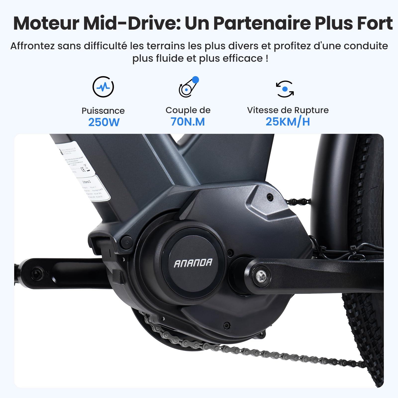 Touroll Urbano 3 Vélo Électrique Adulte, Moteur Central 250W 70Nm, Freins Disque Hydrauliques, Batterie Amovible 120km Autonomie, 27.5" Vélo électrique de Ville 7 Vitesses