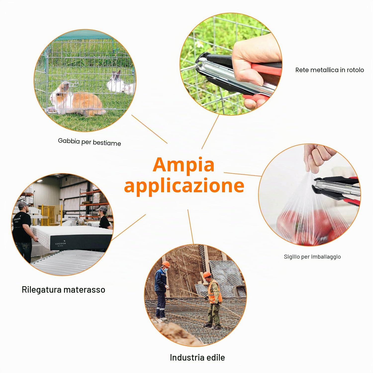 Pinza automatica per recinzioni con 2500 anelli zincati, pinze per fissaggio filo e materassi animali domestici, cuscini auto e gabbie (rosso)