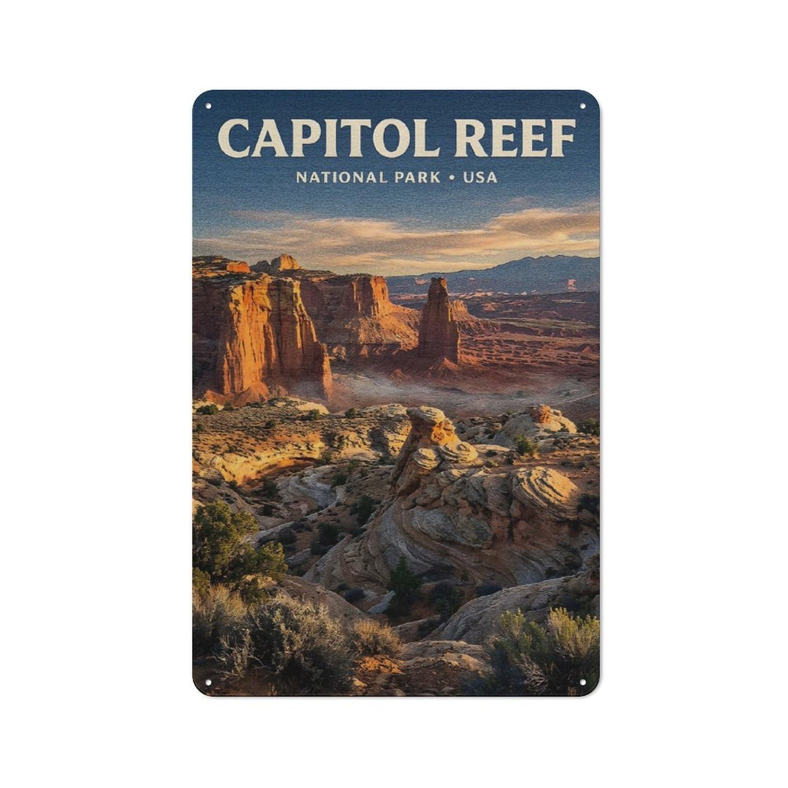 Junmoney Style-7 Vintage Tin Sign 30X20cm With Capitol Reef National Park For Studio Or Craft Room, A Decorative Christmas Gift For Creative-Space Collectors