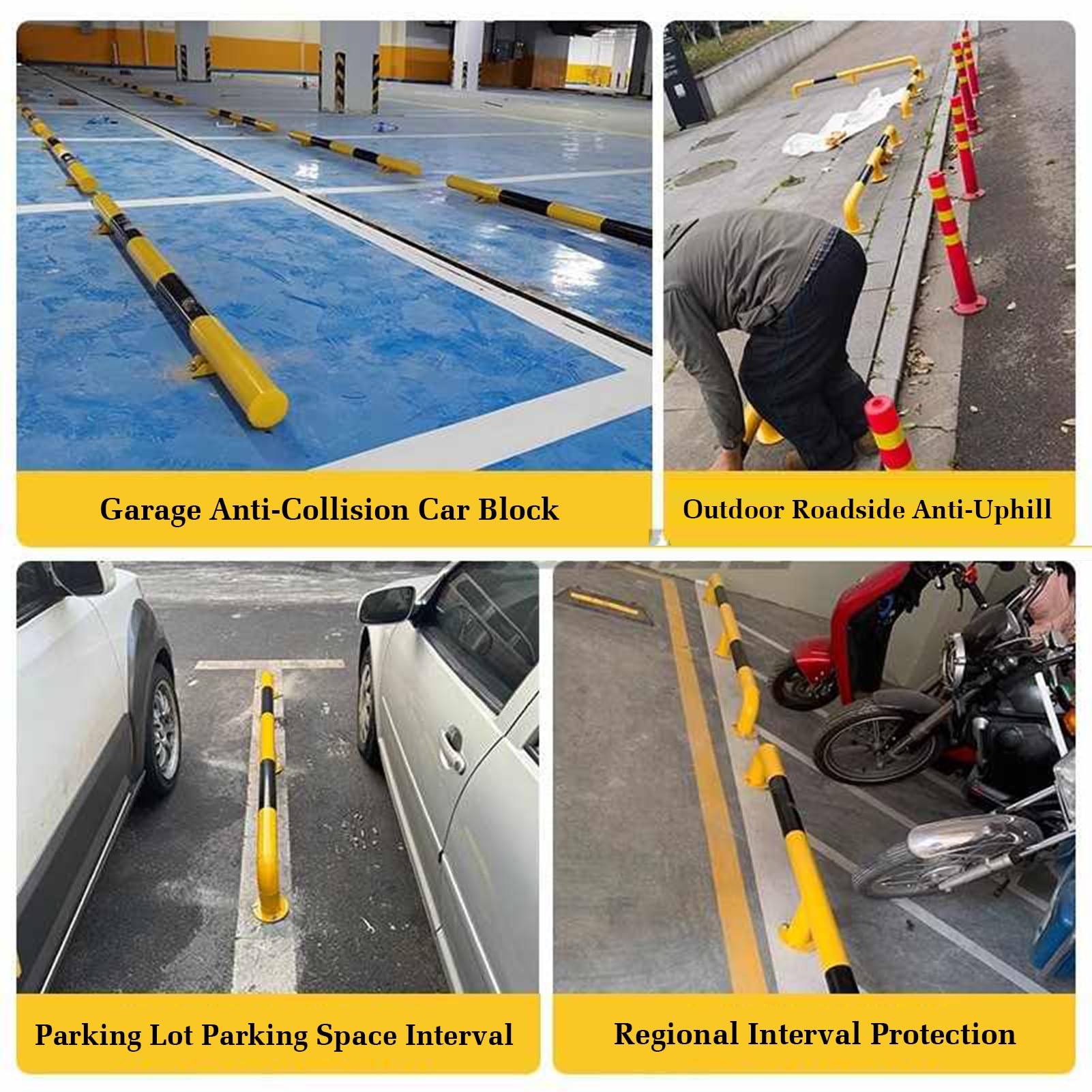 Parapetto di sicurezza anti-collisione a forma di U, blocco per parcheggio auto per garage e hotel, finitura gialla resistente, protezione paraurti durevole