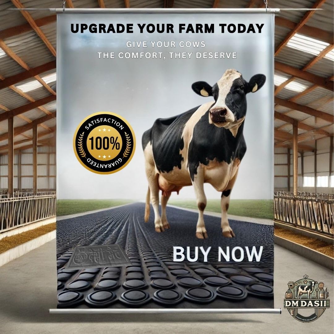 DM DASII Premium EVA Cow Mat | 8x5 ft | 25mm Thick | Durable, Shock-Absorbent & Waterproof | Anti-Slip & Easy to Clean | Ideal for Cows, Buffaloes & Dairy Farms(Deluxe, Black) 2