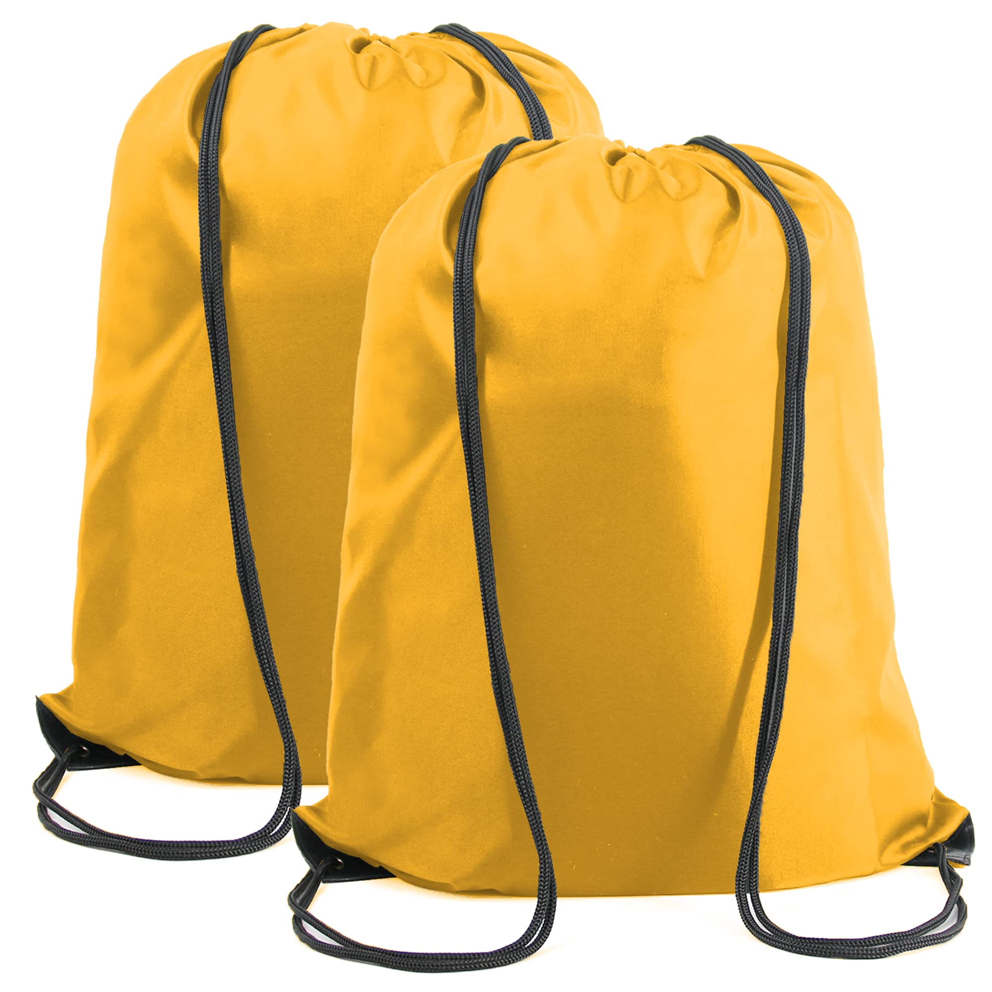 BeeGreen Yellow Drawstring Backpack Bags Bulk 2 Pack X-Large 22.4" L x 17.5" W Sports Cinch Sackpack Gym String Bags Machine Washable Heavy Duty for Men Women