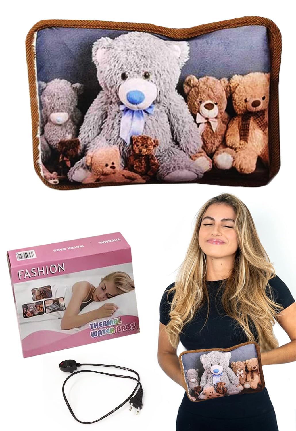 ADAK Electric Hot Water Bag, Thermal Heating Bag with Gel for Cramps, Neck, Shoulders Pain Relief, Hot Water Bottle Pad, Electric Heating Pouch (Assorted Design & Color)