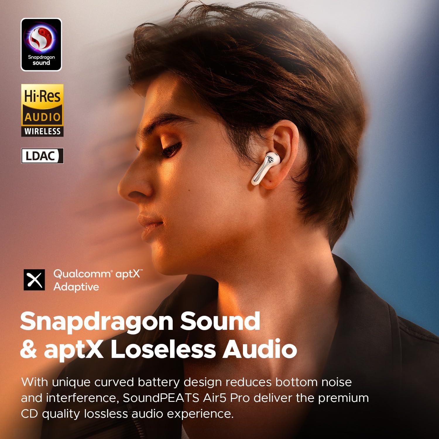 SoundPEATS Air5 Pro Hi-Res Wireless Earbuds, LDAC & aptX Lossless, Audiophile-Grade Sound with Wide Soundstage, 37H Playtime, Bluetooth 5.4, IPX5 Waterproof, Multipoint Connection - Image 2