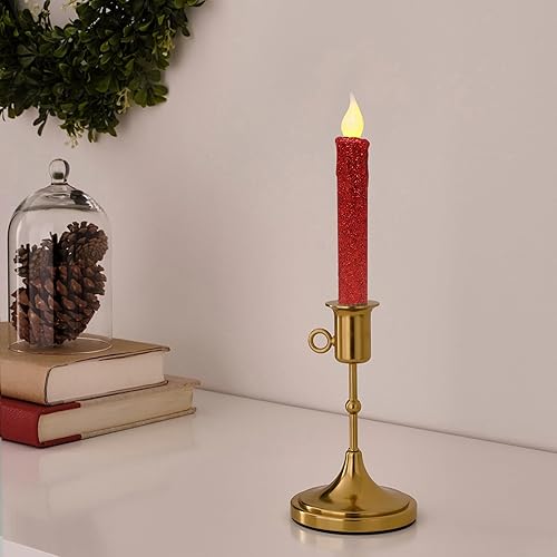 Miniatura 3 de CVHOMEDECO. Velas LED sin llama con purpurina parpadeantes que funcionan con pilas, con temporizador para el hogar, boda, Halloween, decoración de
