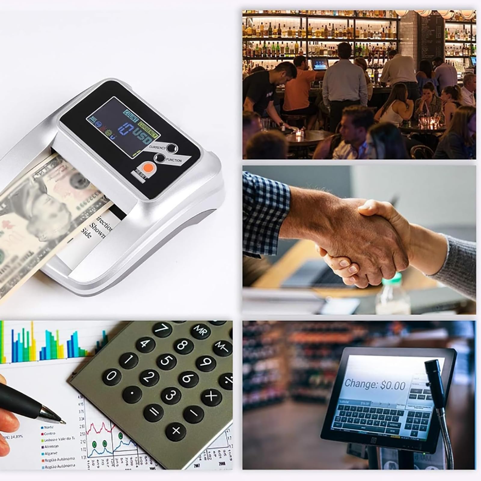 MObyat Rilevatore di Banconote False, Macchina Conta Banconote con conteggio del Valore, con Schermo LCD, Supporta Cambio valuta e rilevamento accurato, promemoria Intelligente