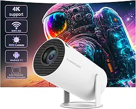 Alwtniet Mini Projetor Portatil 5G Wifi 6 Bluetooth 5.0 Android 11,4K 1080P Full HD Suporte 8000Lumens,Projetor Led Auto Correcção Trapezóide Horizontal,180graus Girável Projector Telefónico(US Plug)