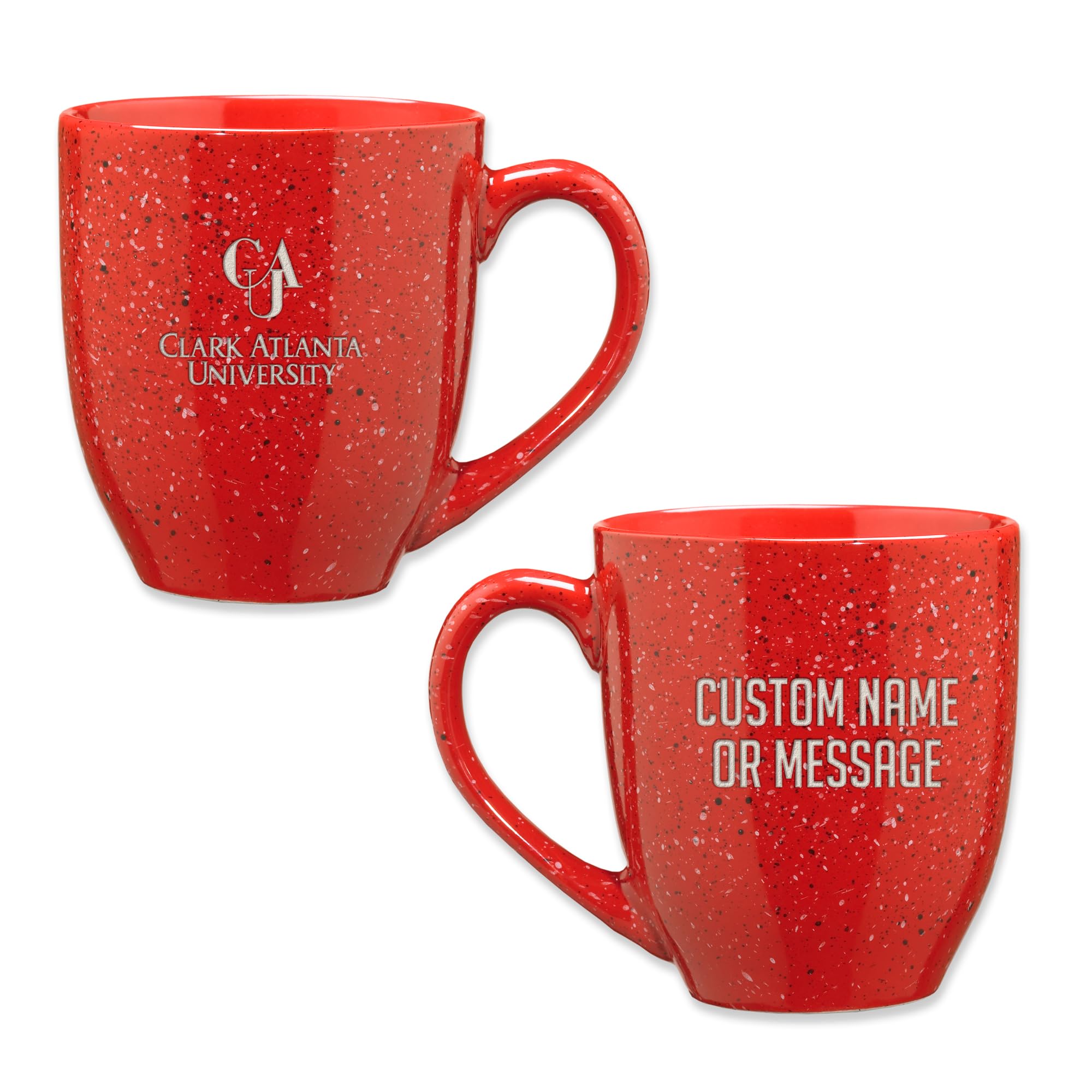 Rico Industries NCAA Clark Atlanta University Panthers - CAU Red Personalized 16 oz Team Color Laser Engraved Speckled Ceramic Coffee Mug