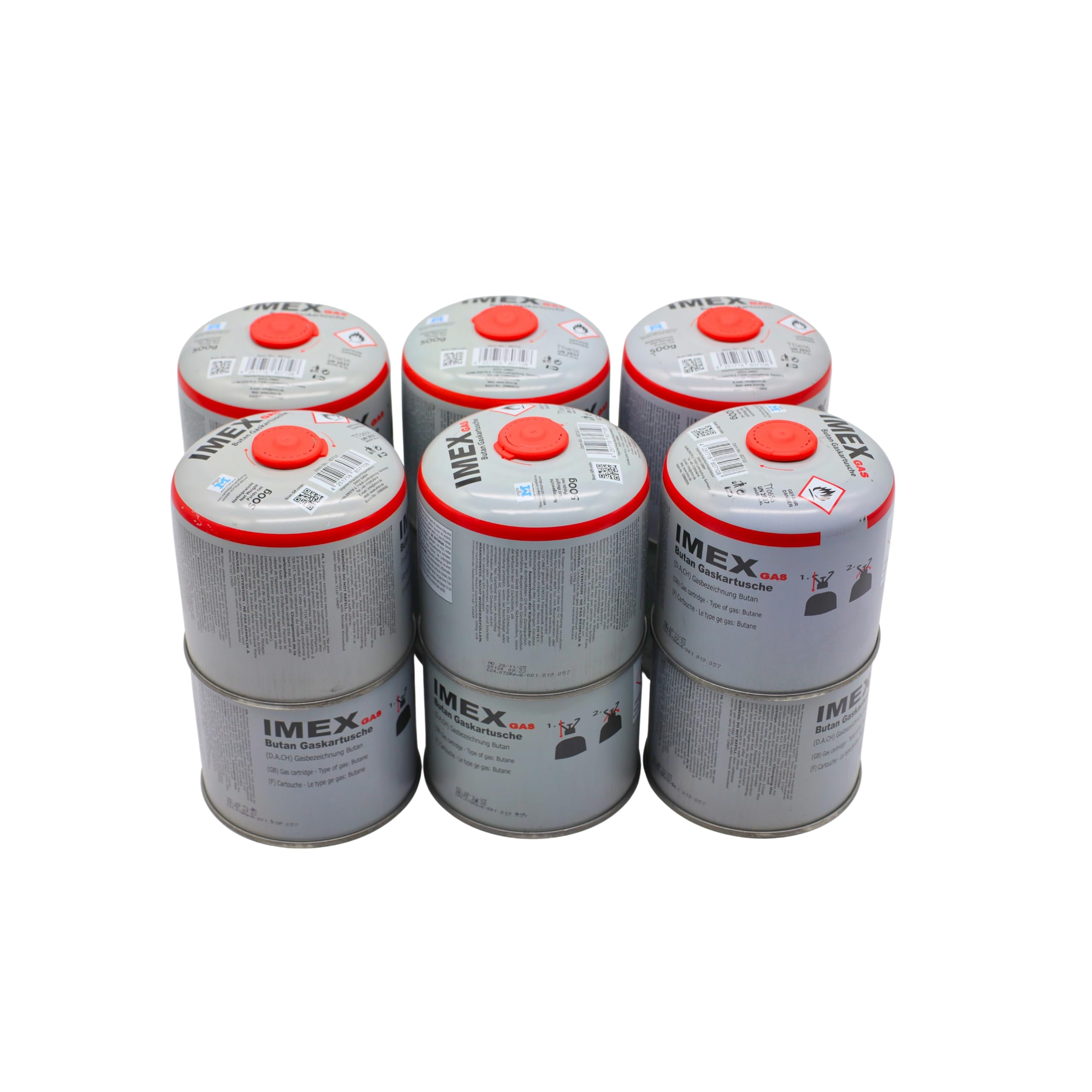 IMEX Cartuccia di gas butano da 500 g, universale, con valvola a vite e chiusura di sicurezza, per fornelli a gas e riscaldamento a gas, per campeggio (12)