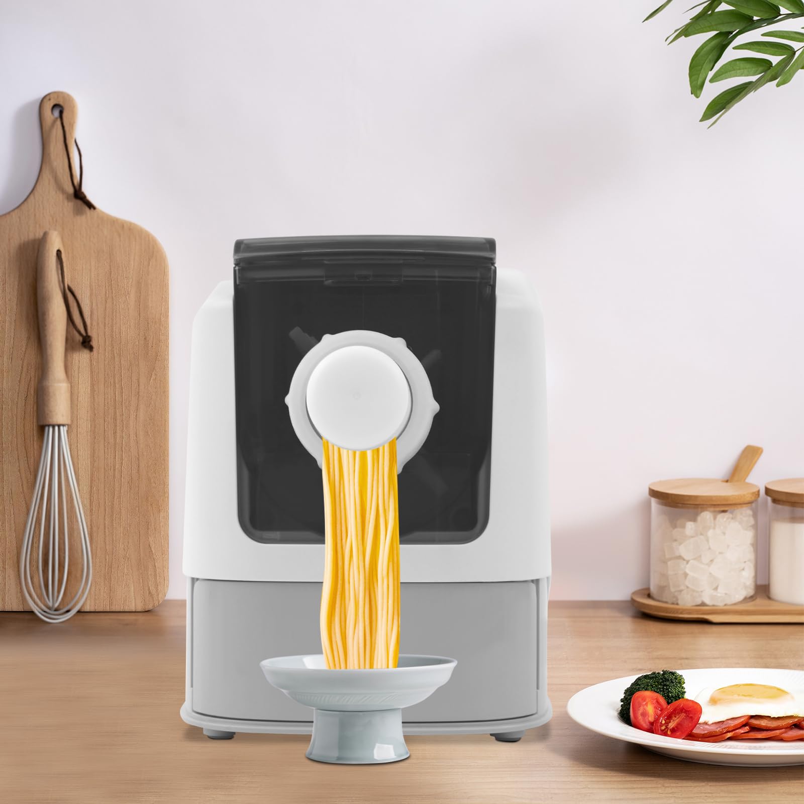 Máquina automática de pasta eléctrica, 220 V, potencia 260 W, 13 moldes para pasta, máquina de pasta con cajón de almacenamiento para uso privado y comercial
