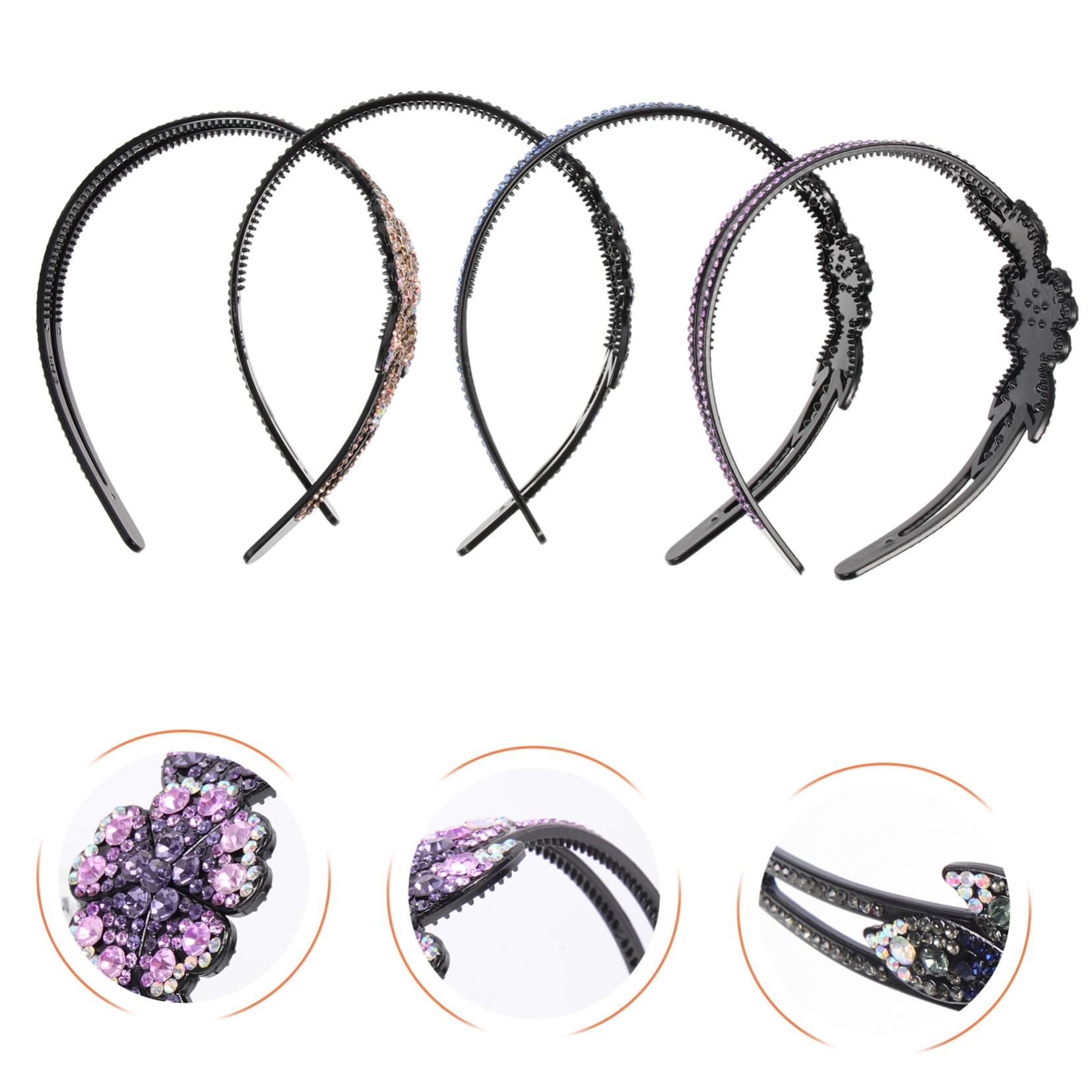 FRCOLOR 12pezzi Cerchietto Con Strass Antiscivolo e Pettine Elegante Accessorio Per Adatto Festività e Cerimonie Colori Variati