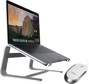 Macally Silent Wired Mouse and an Aluminum Ergonomic Laptop Stand, Essential Apple Accessories