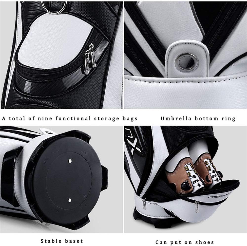 WYSTAO Golf Bag Cover Waterproof Pu Leather Waterproof Portable Black and White Red Golf Bag Padded Shoulder Strap Golf Bag Suitcase Golf Bag Tube (Color : A) : Sports & Outdoors