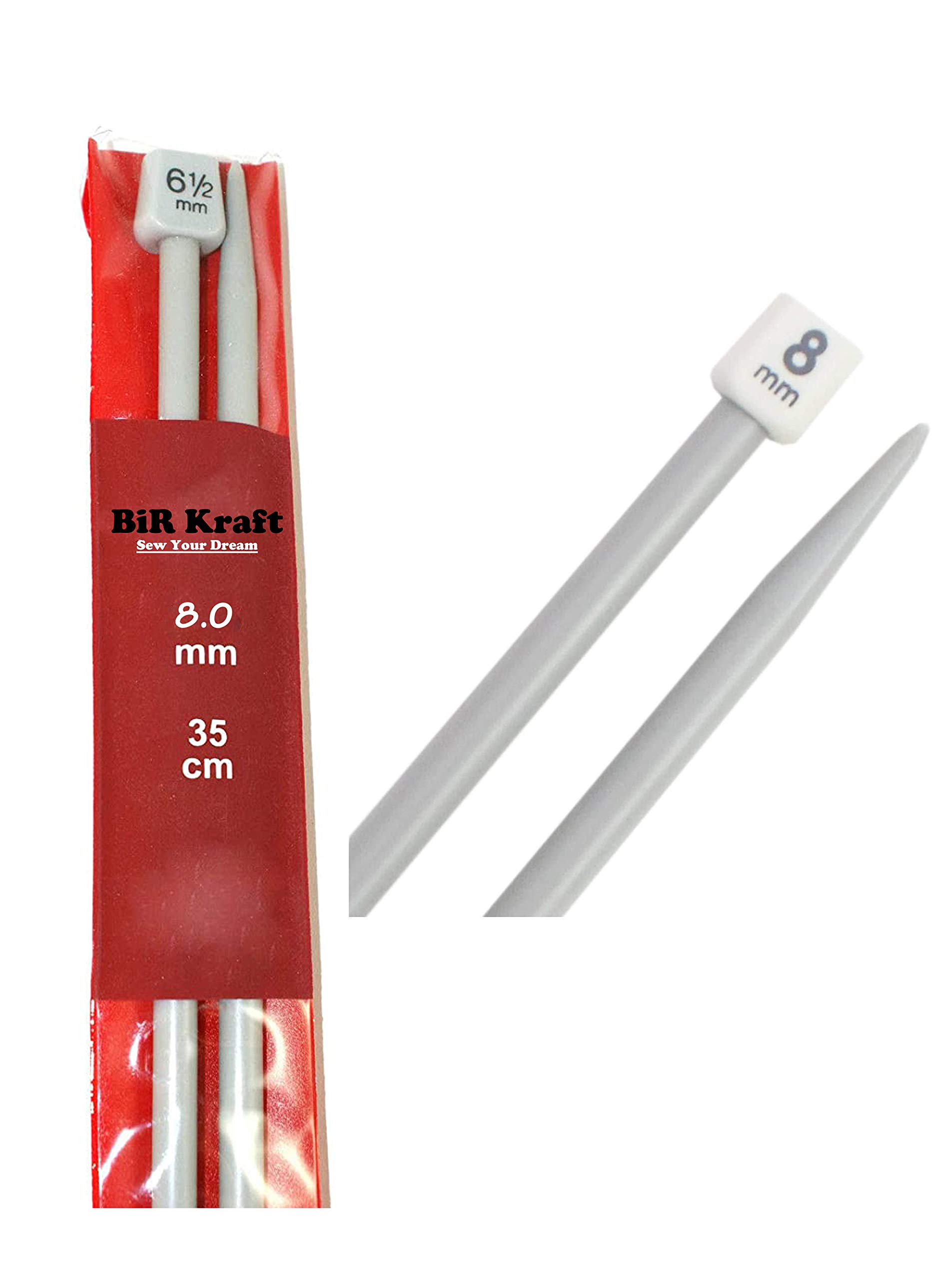 Aa Shoppers Grey, White 2 X Long Straight Plastic Knitting Needles (35Cm) - Needle Diameter 5Mm, 5.5Mm, 6Mm, 6.5Mm, 7Mm, 7.5Mm, 8Mm, 9Mm And 10Mm 2 X 2 .315 In