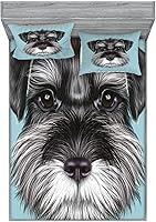 Vista 138 de Lunarable Grey Fitted Sheet & Pillow Sham Set, Pattern with Random Footprints Paw Traces Pet Legs Friendly Cats and Dogs, Decorative Printed 3 Piece