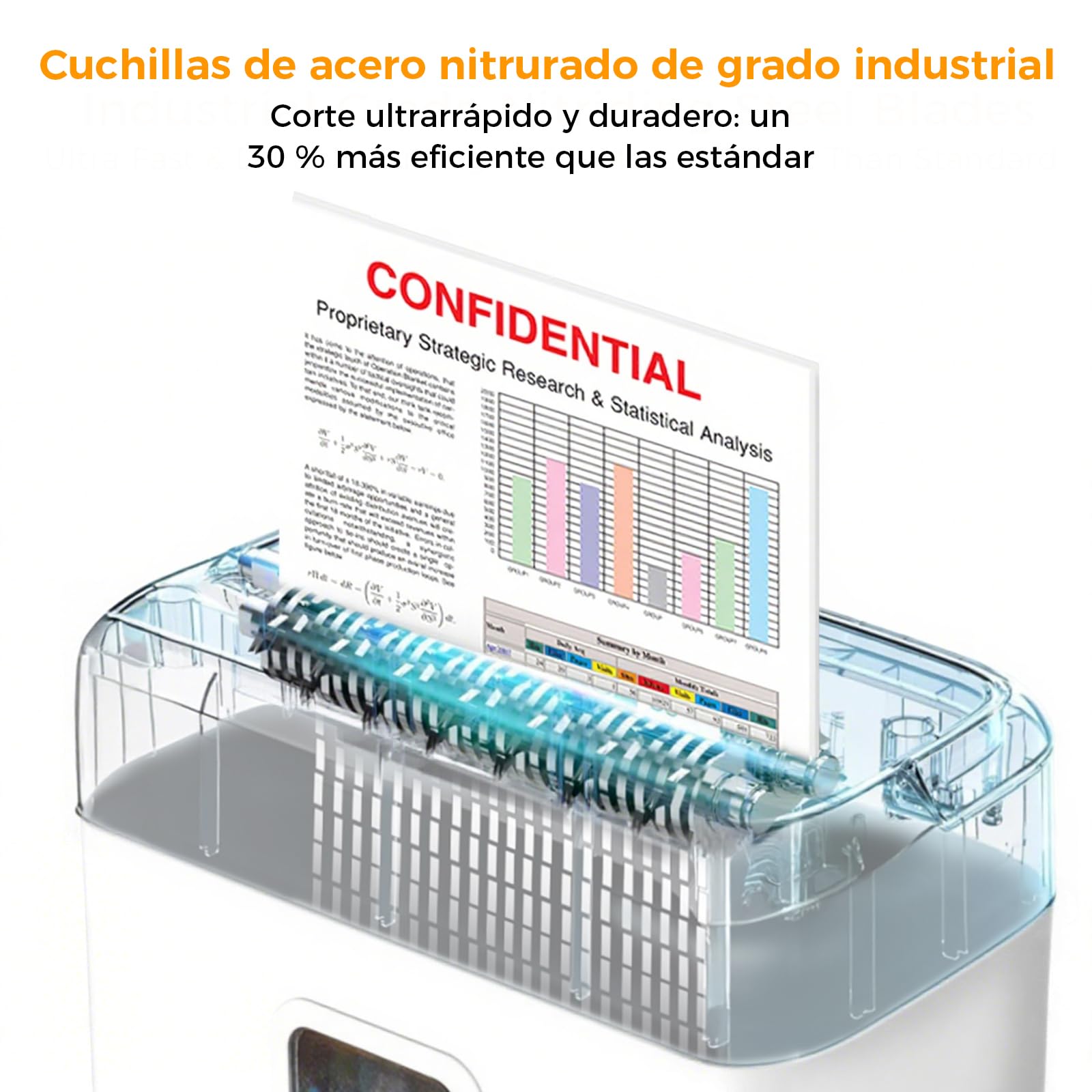 VidaTeco Destructora de Papel, destruye 6 Hojas a la Vez P4 destructora | Puede triturar Tarjetas de crédito y Clips de Oficina con un contenedor de residuos de 8 litrospara oficina y hogar