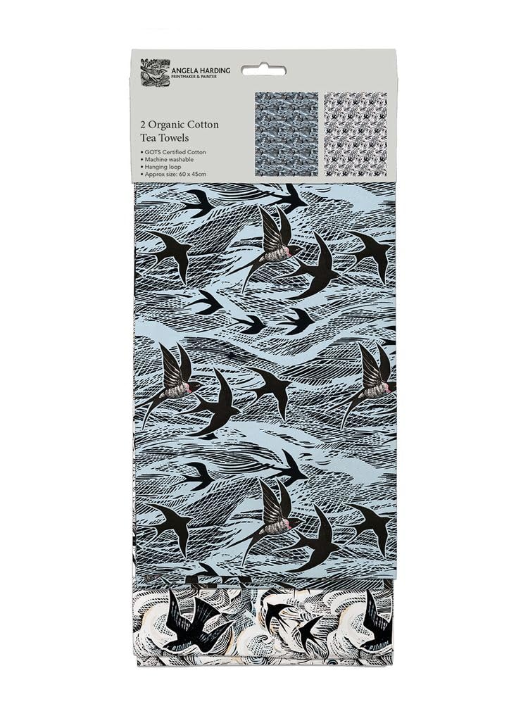 Museums & Galleries Angela Harding Swallow and Sea Set of 2 Organic Cotton Tea Towels