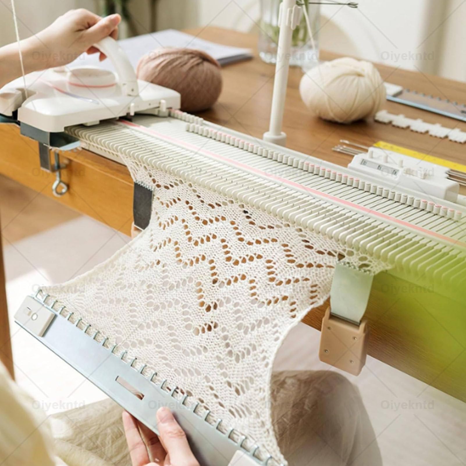 Strickmaschine für Erwachsene, 6,5 mm Nadelstärke, 150 Maschen, Kunststoff-Webrahmen-Set für den Hausgebrauch, Handwebrahmen zum Stricken von Socken, Mützen, Schals und Pullovern