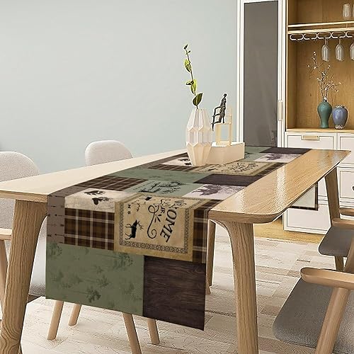 Miniatura 3 de Camino de mesa rústico de oso, estilo campestre, pino, alce, vida silvestre, para decoración del hogar, cocina, mesa de comedor, 13 x 36 pulgadas