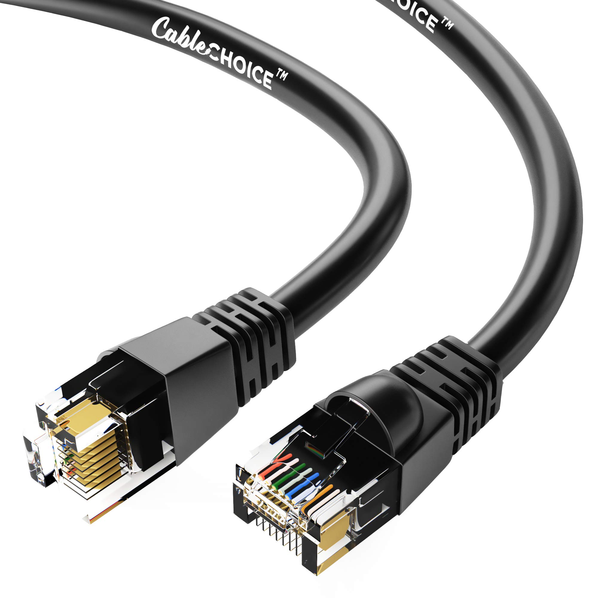 GOWOS Cat6a Ethernet Cable (7 Feet - Black) 24AWG Network Cable with Gold Plated RJ45 Snagless/Molded/Booted Connector - 10 Gigabit/Sec High Speed LAN Internet/Patch Cable - 550MHz