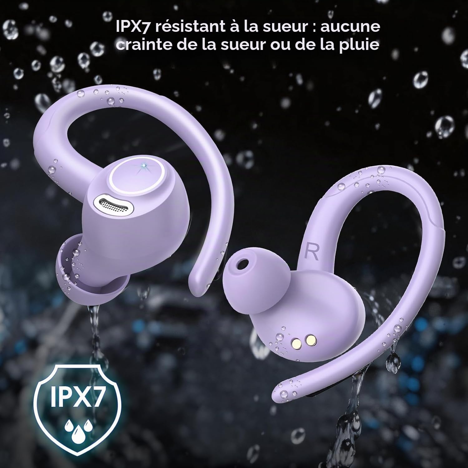 Csasan Ecouteurs Sport sans Fil Bluetooth 5.4 Son HiFi Stéréo Haute Qualité