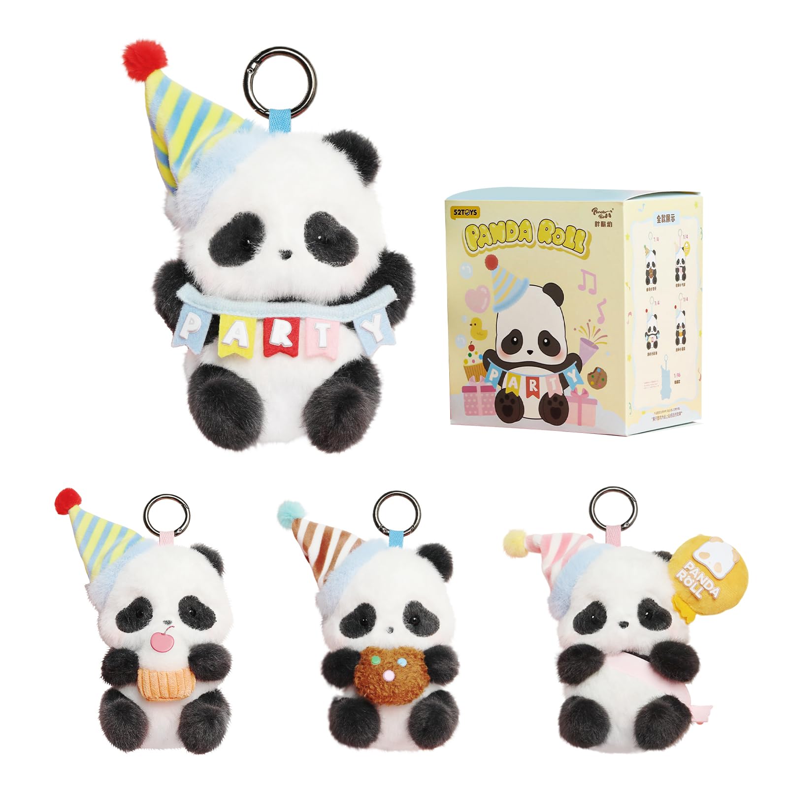 52TOYS Panda Roll Party Series 1PC, Collectible Plush Toy Kawaii Creative Gift Room Decor Desktop Decoration 4.7 Inch, Gift for Birthday Party, for Panda Enthusiasts
