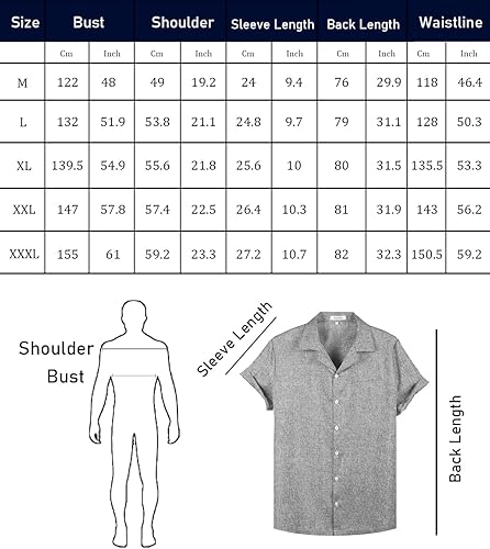 Vista 7 de NmglhNm Camisa casual de lino para hombre, manga corta, con botones, elegante, para verano, playa, tropical