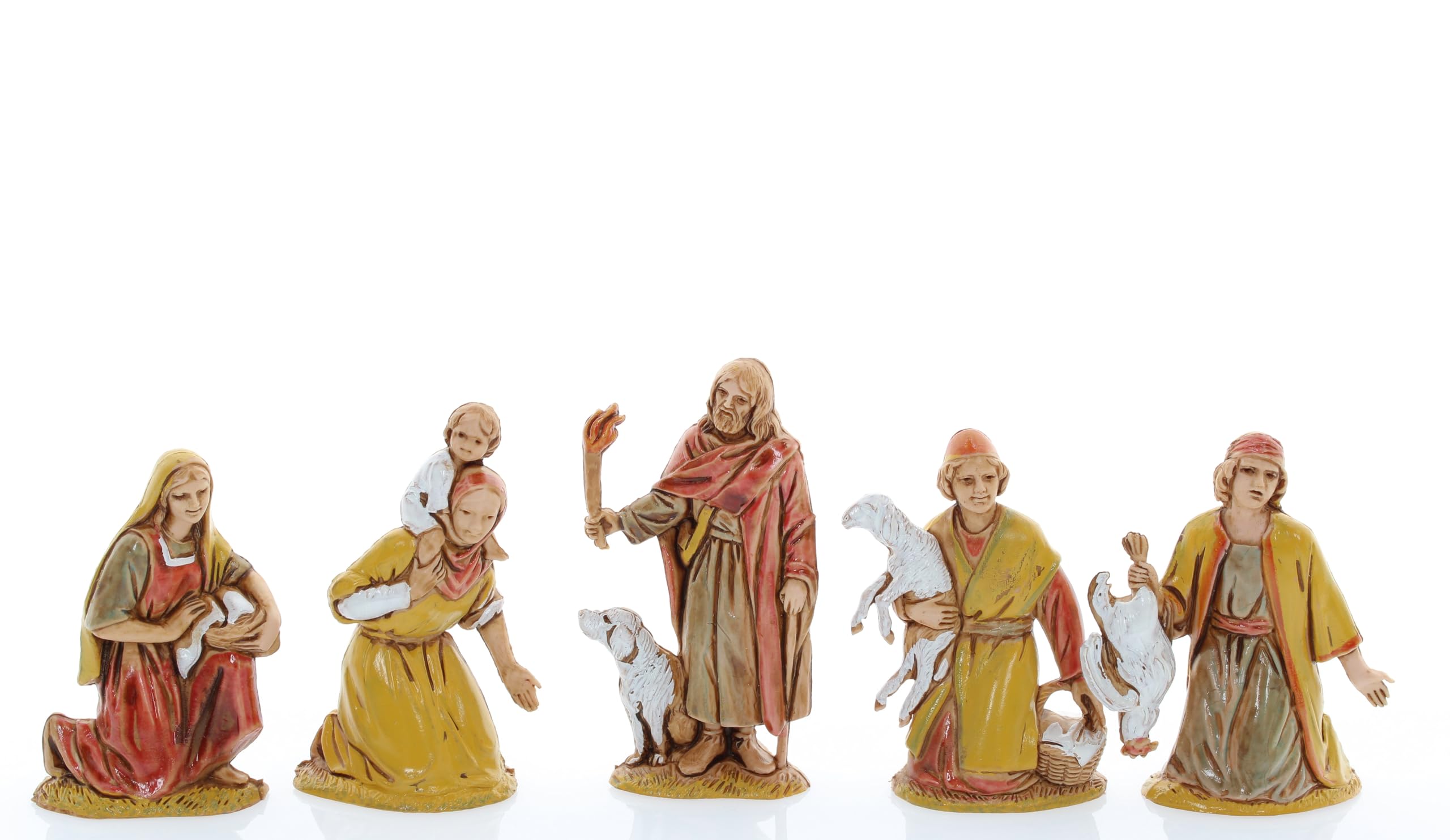 Moranduzzo Set 10 Pastores para Belén de 6,5 cm Escala 1:30 – Mini 6,5 – Figuras Irrompibles, Acabadas a Mano, Escultor M. Landi, Made in Italy