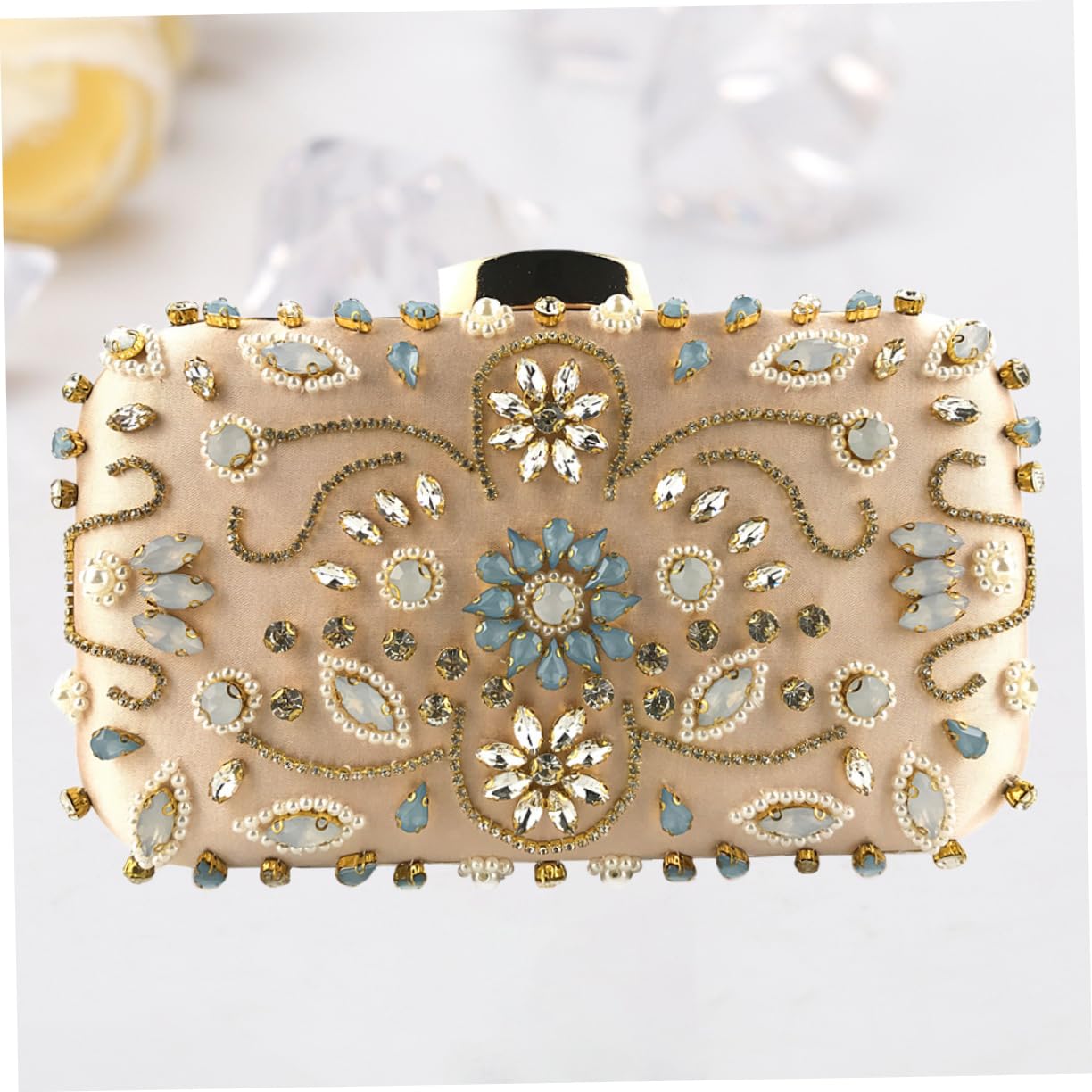 GALPADA Bolso de Noche Floral Cristales para Mujer y Cadena Elegante