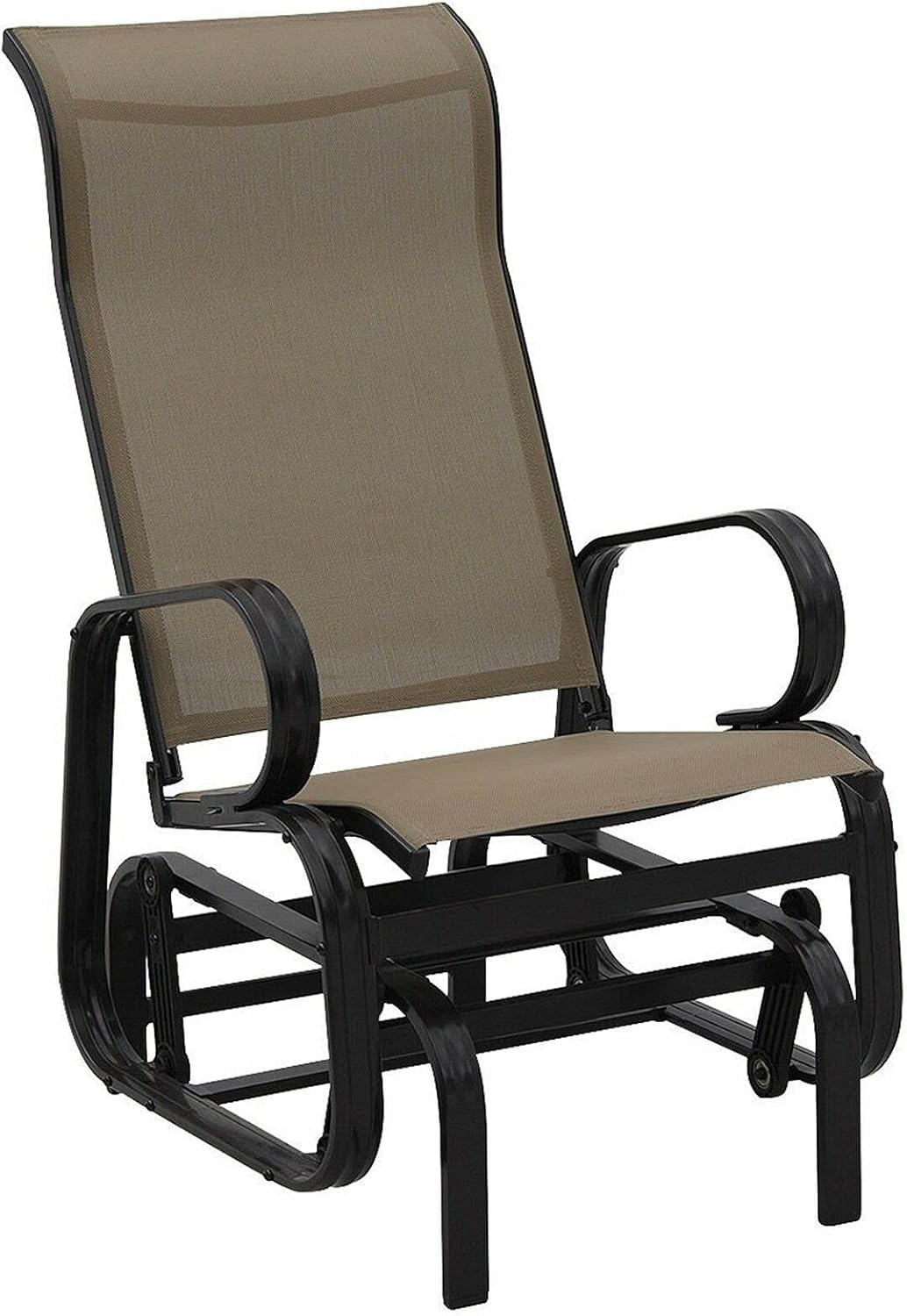 Patio Glider Armchair Metal Rocking Arm Chair Swing Garden Porch Rocker Seat