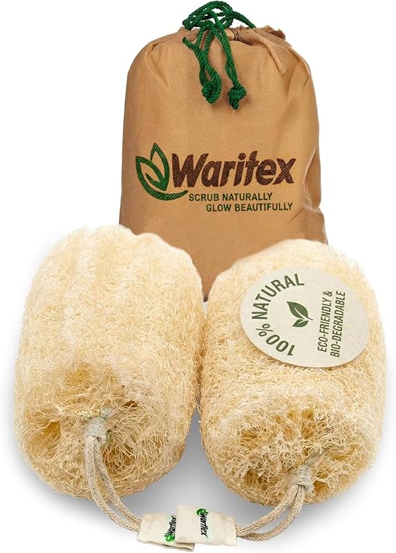 Bucha corporal grande de bucha vegetal egípcia WARITEX, Pacote com 2