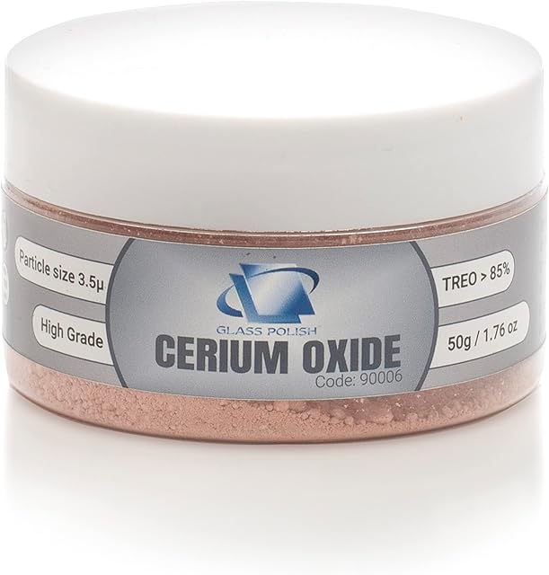 Glass Polish 90006 Cerium Oxide High Grade Glass Polishing Powder - TREO 85% - 3.5 microns - 50 Grams