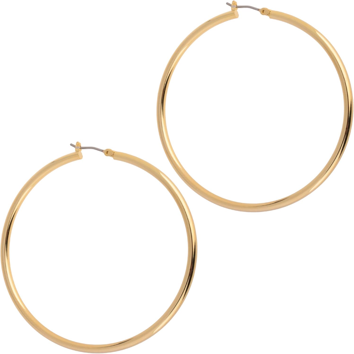 24ct Gold Plated Large Hoop Earrings With Polished Finish & in a Gift