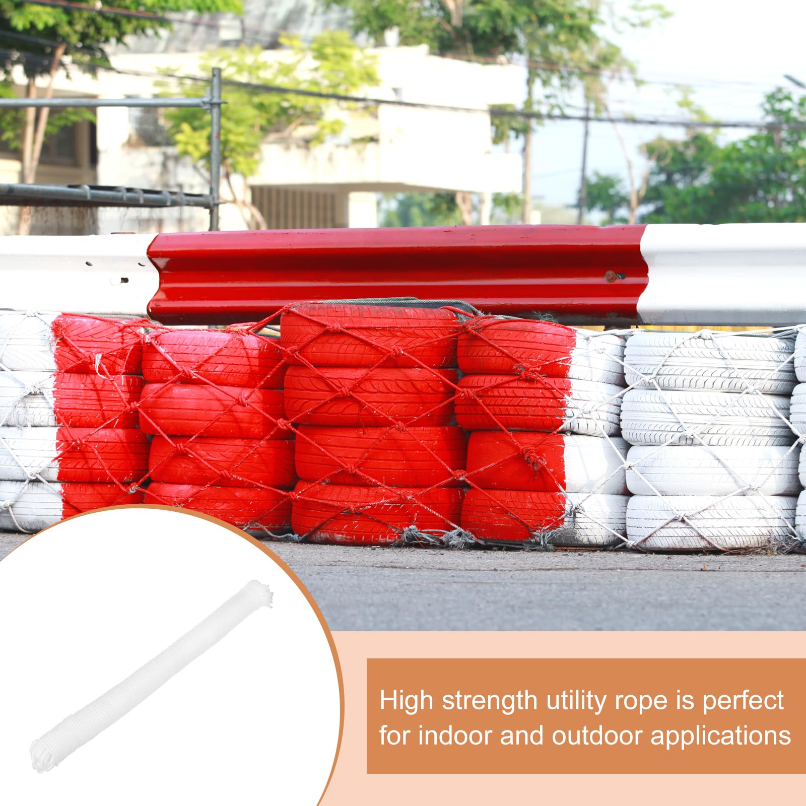 Rebower 1 Pcs White Nylon Rope 1/4"x328ft Solid Braided Cord Polypropylene Rope Utility Cord,[for Camping Tie Down, Securing - Image 4